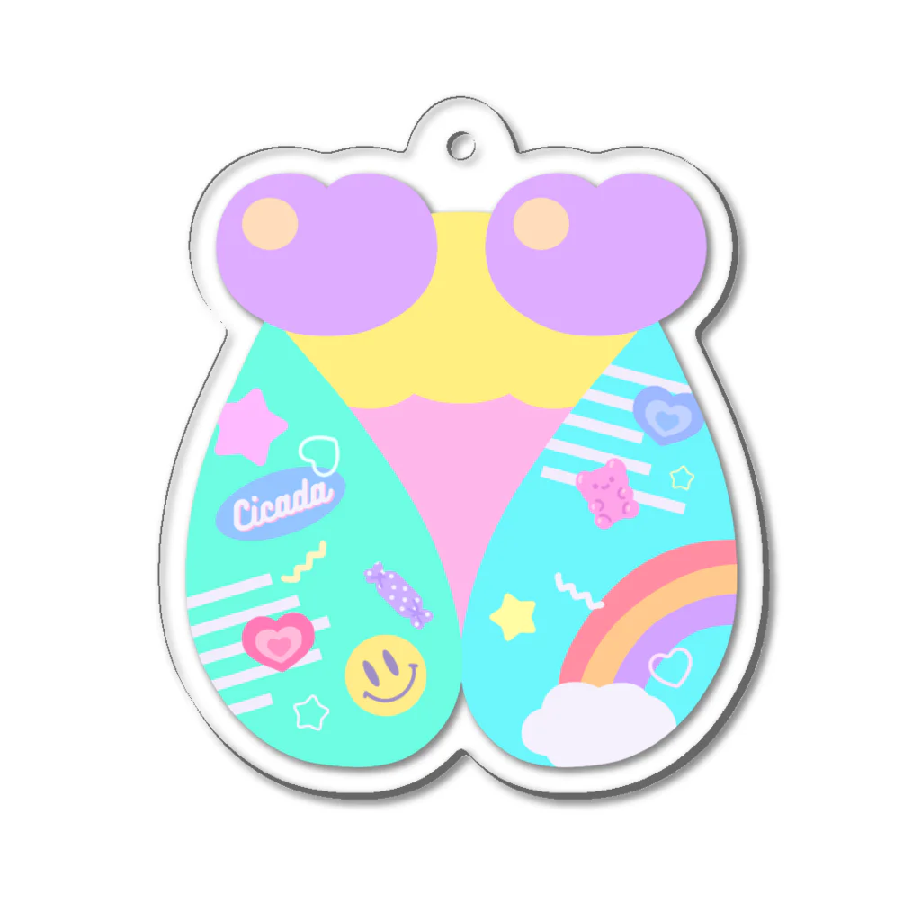 みずあめあいすの♡せみ×かわいい♡ Acrylic Key Chain