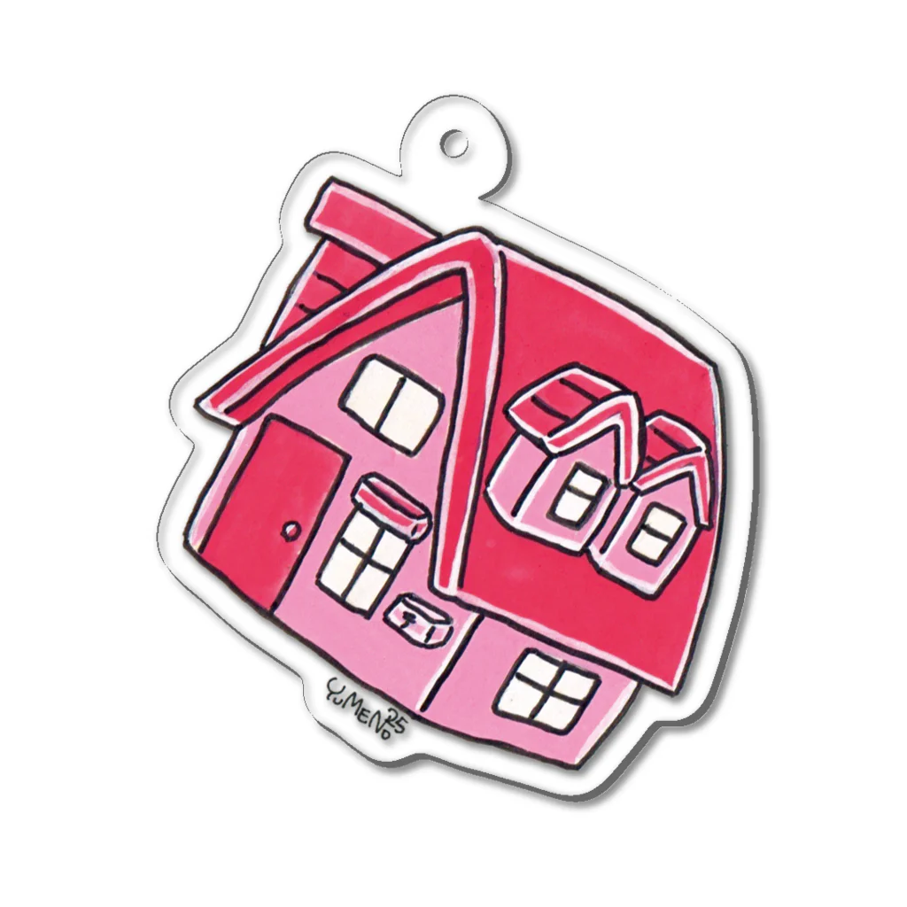 YUM DOLLSのミニチュアハウス桃 Acrylic Key Chain