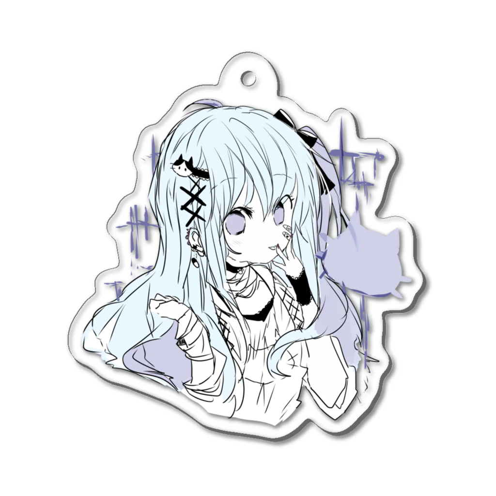 blossomの淡色青紫系女の子 Acrylic Key Chain