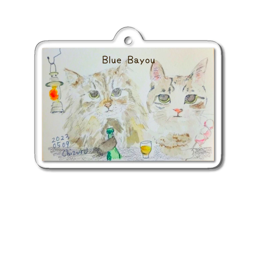 Blue Bayouのキャンプ好き猫 アクリルキーホルダー