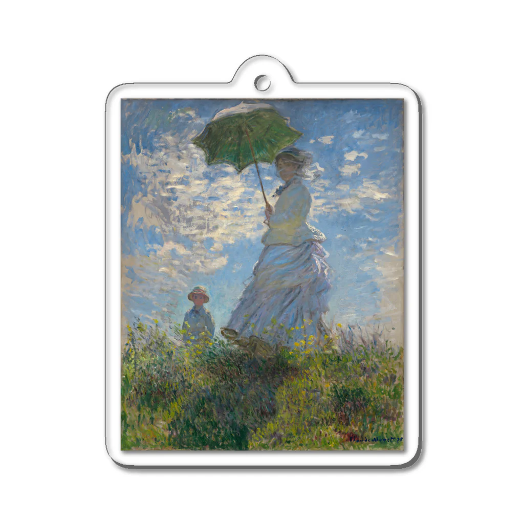 世界美術商店の散歩、日傘をさす女性 / Woman with a Parasol - Madame Monet and Her Son Acrylic Key Chain