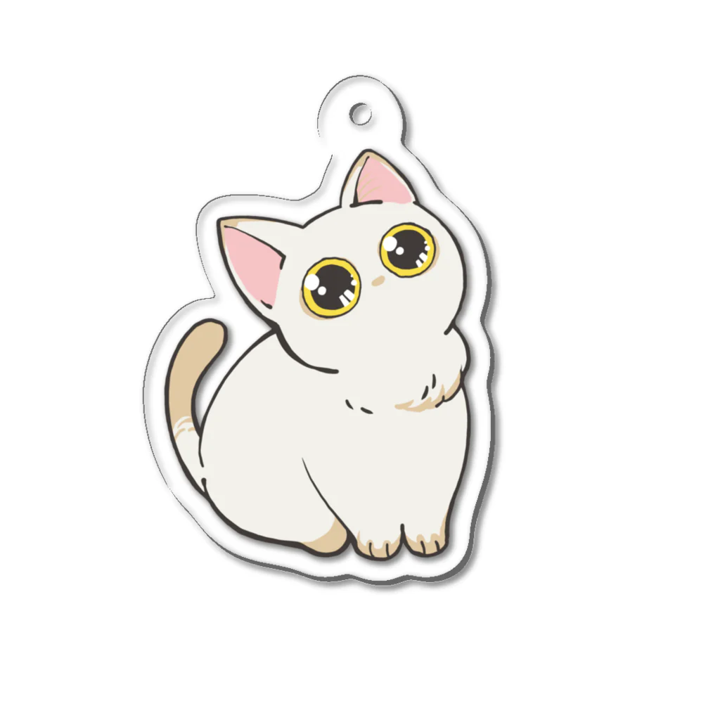 めくぇるめ屋の何かを期待する猫 Acrylic Key Chain