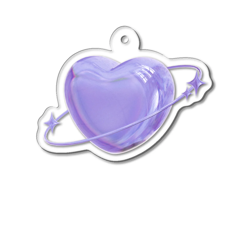 ZAIKAのパープル3Dハート Acrylic Key Chain