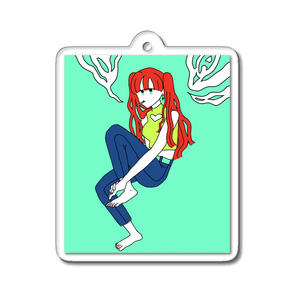 犬カマキリの紫煙ちゃん Acrylic Key Chain