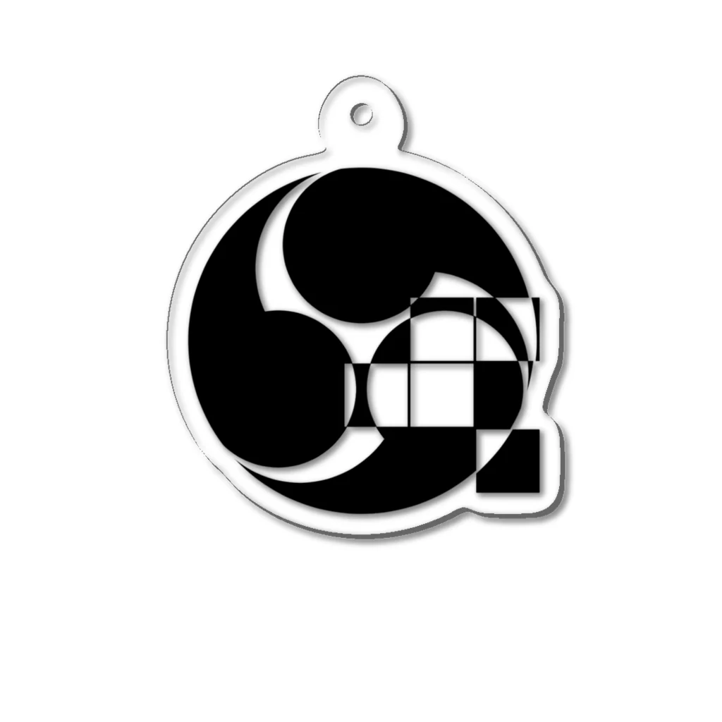 楽譜屋さん by 飛岳水脈の右三つ巴にブロックノイズ(黒) Acrylic Key Chain