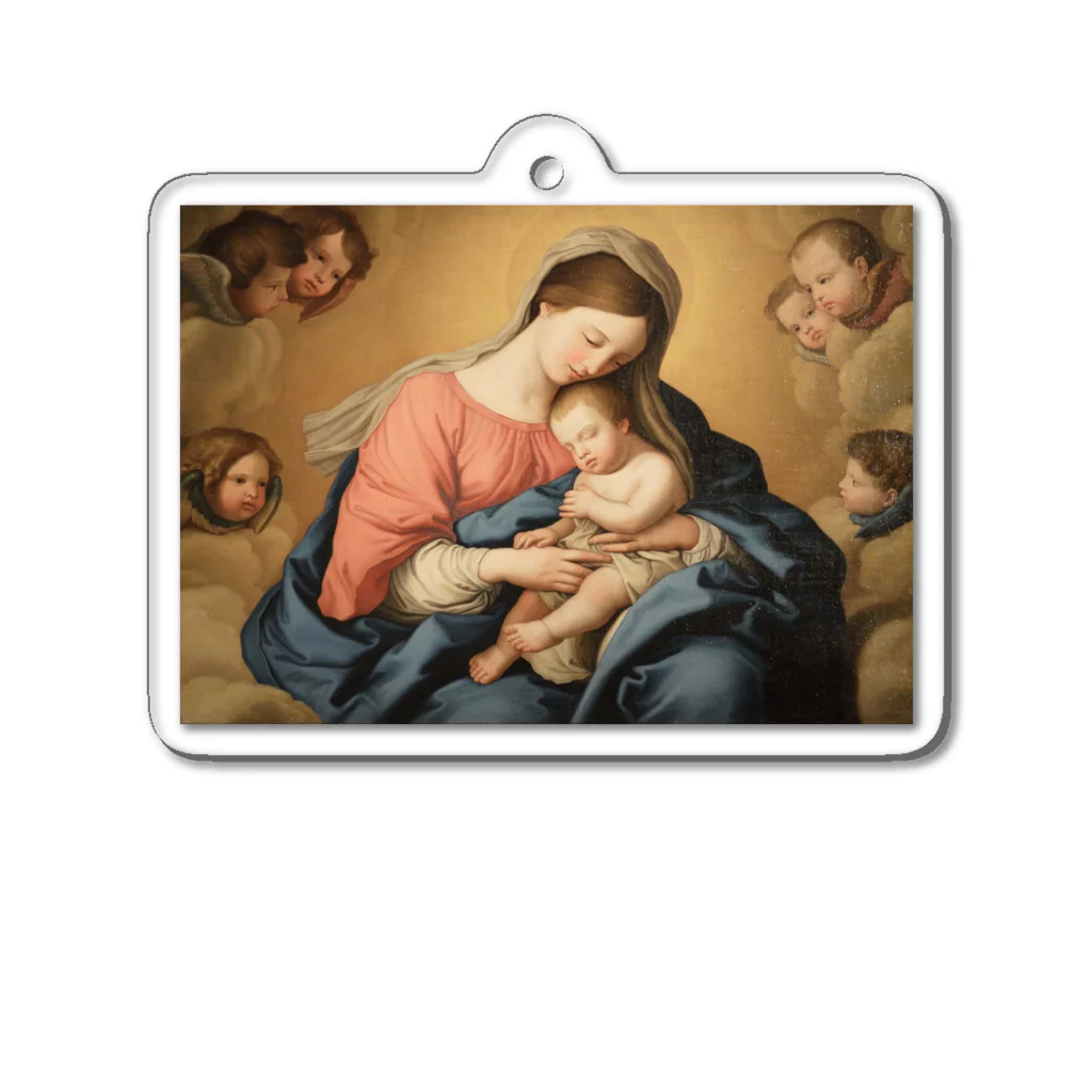 世界美術商店のマドンナと子供と天使たち / Madonna with Child and Angels Acrylic Key Chain