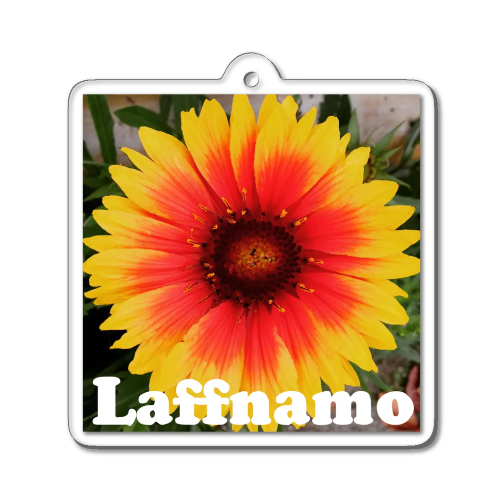 Laffnamo ラフなモーションのフラワー イエローオレンジ Acrylic Key Chain