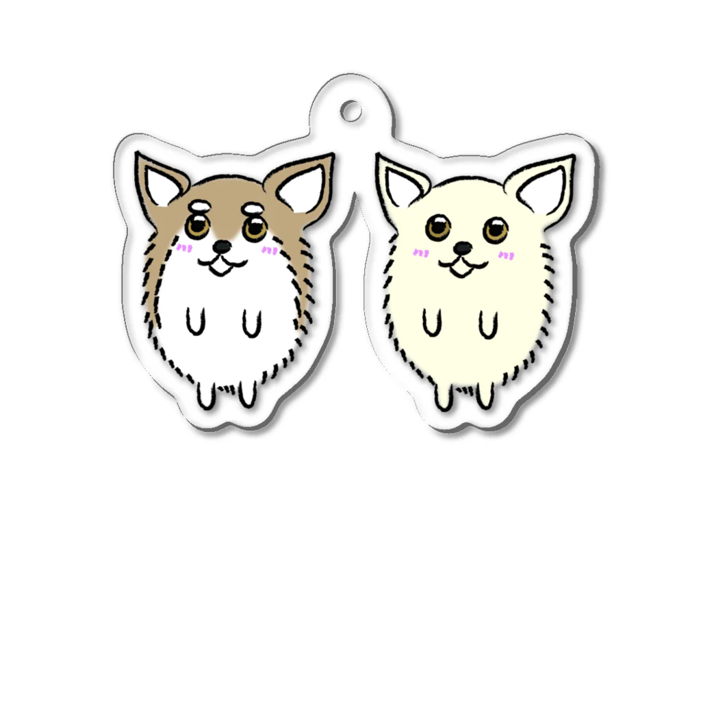 チワワのメロとミルク　「まんまるいぬ」YouTuber犬のチワワのメロとミルクのグッズ Acrylic Key Chain