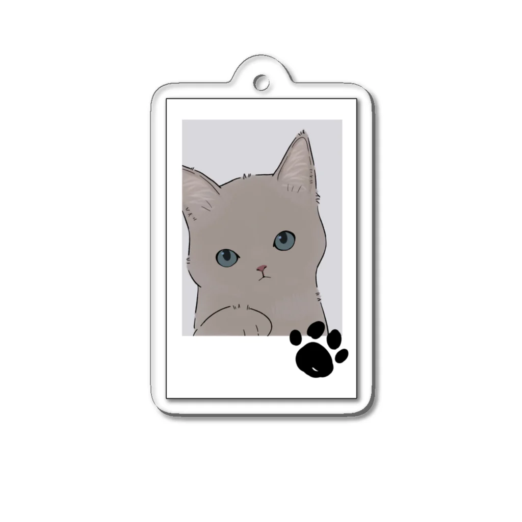 いろはにゃんこ堂の青い瞳の猫さんをチェキ風に描いてみた。 Acrylic Key Chain