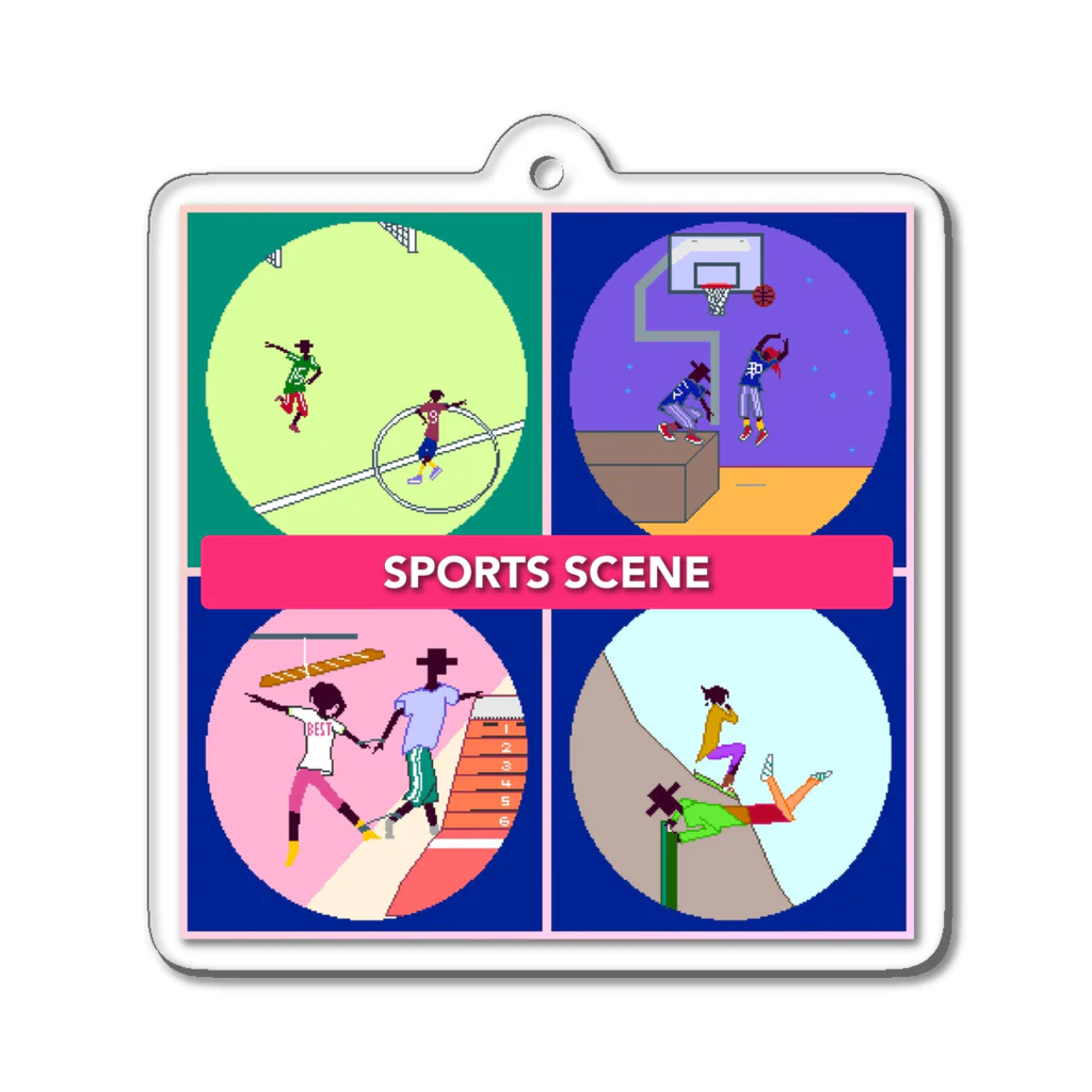 pigポージング店のPOSINGキーホルダー『SPORTS SCENE』 Acrylic Key Chain