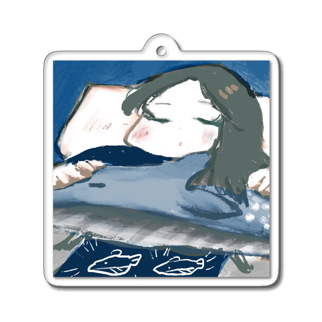 えたいのしれぬ屋のシロナガスクジラと寝る Acrylic Key Chain