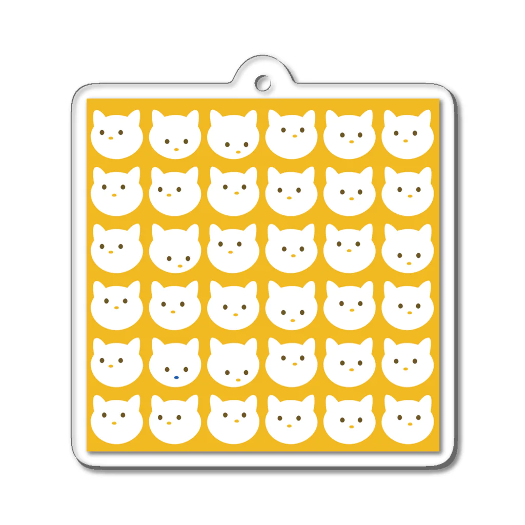 Dot Cat DailyのDot Cat Daily_Square（イエロー） Acrylic Key Chain