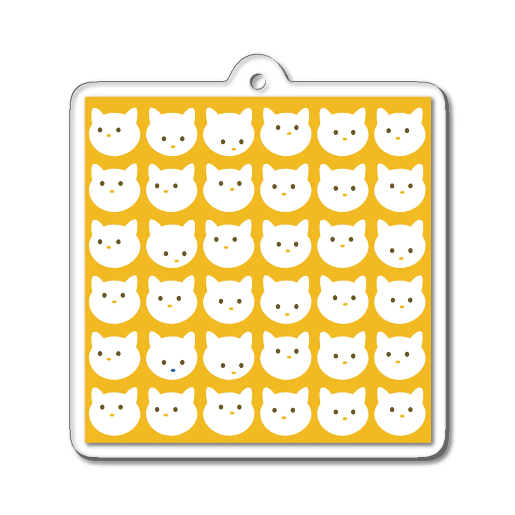 Dot Cat DailyのDot Cat Daily_Square（イエロー） アクリルキーホルダー