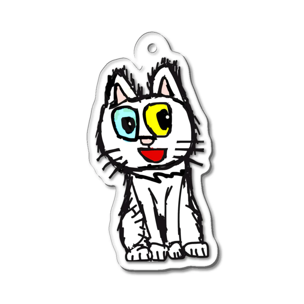 エマメ本舗のオッドアイの白猫エマメちゃんグッズ Acrylic Key Chain