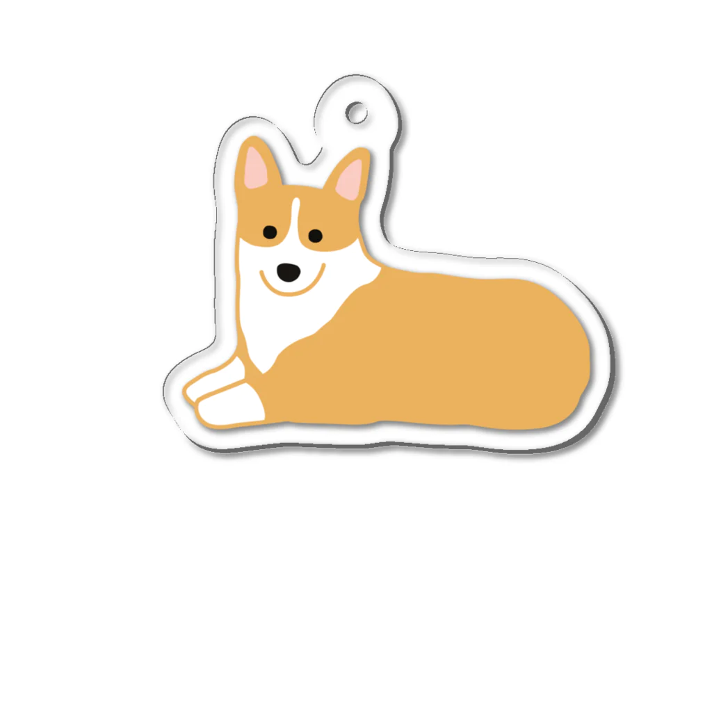 ゆいたっく／犬イラストのコーギーふせ Acrylic Key Chain