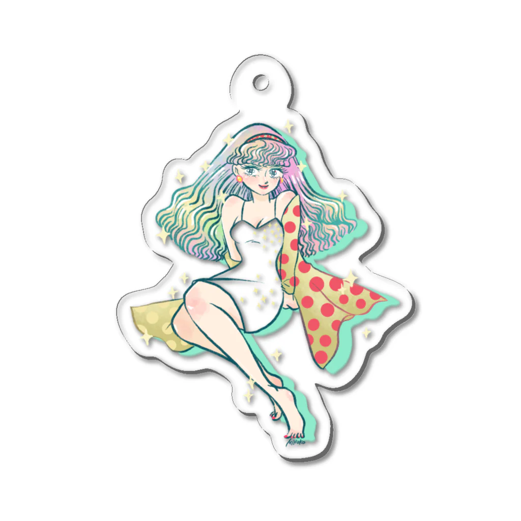 きらきら がーるずのレトロガール Acrylic Key Chain