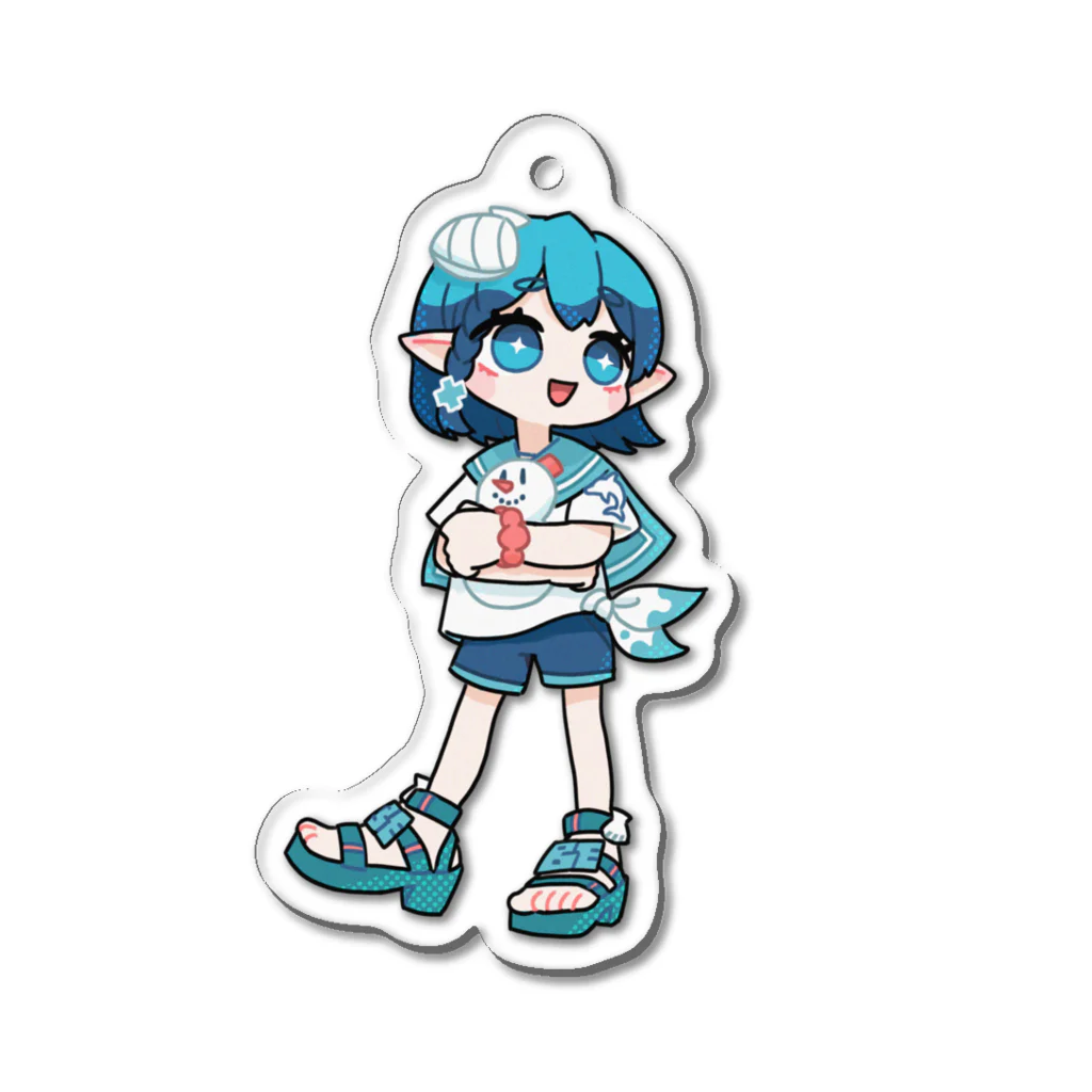 熊谷ゆ〜ほ_デザイングッズのBLUE ECHOES ポンだるま Acrylic Key Chain