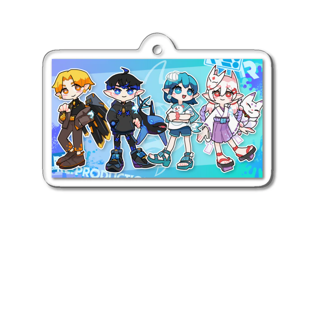 熊谷ゆ〜ほ_デザイングッズのBLUE ECHOES 集合イラストA Acrylic Key Chain