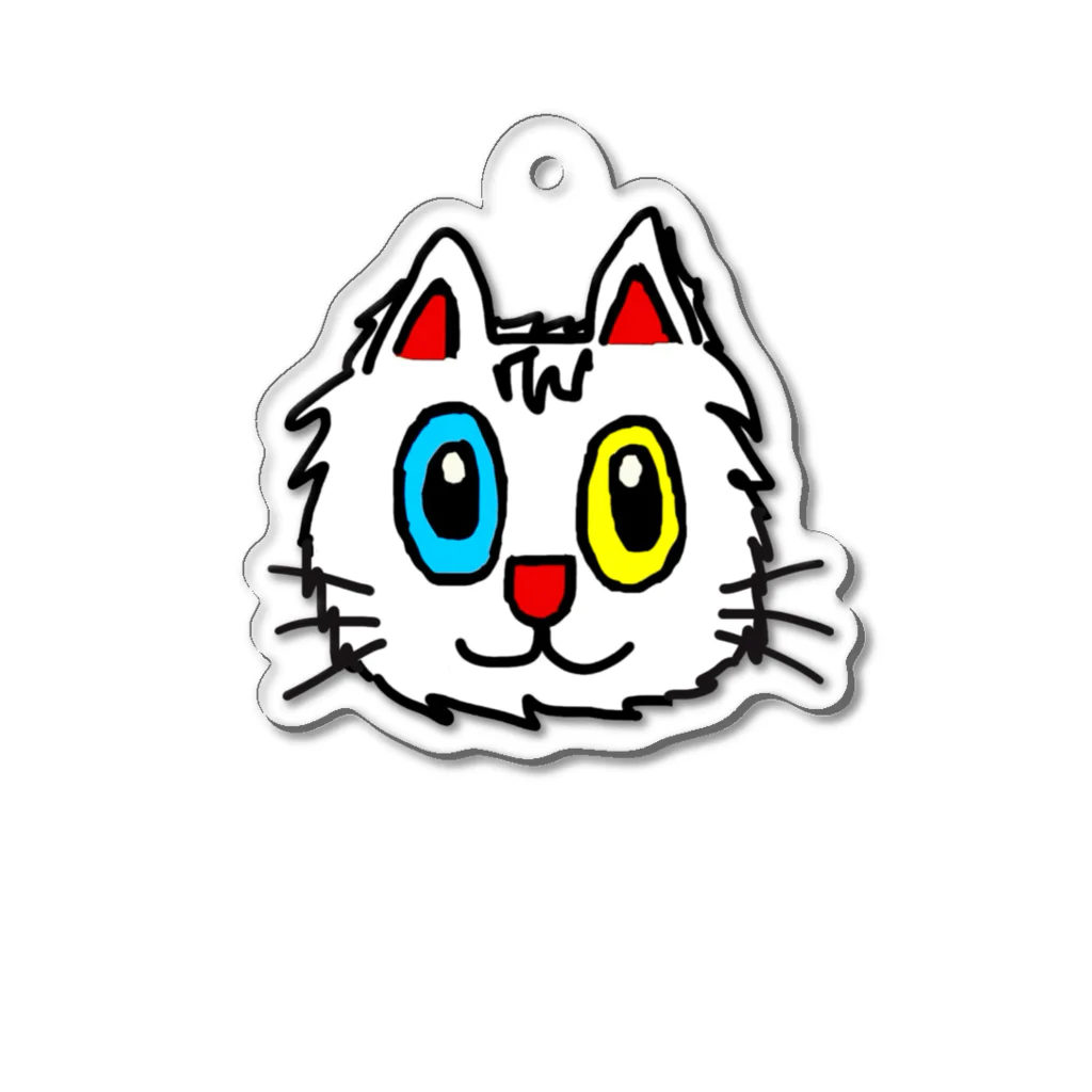 エマメ本舗のオッドアイの白猫エマメちゃんグッズ Acrylic Key Chain