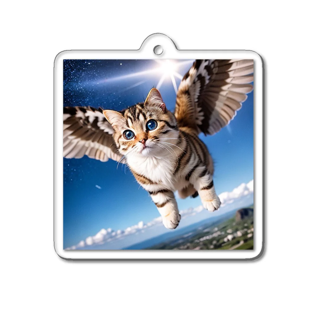 かわいい旅人のFlying cat Acrylic Key Chain