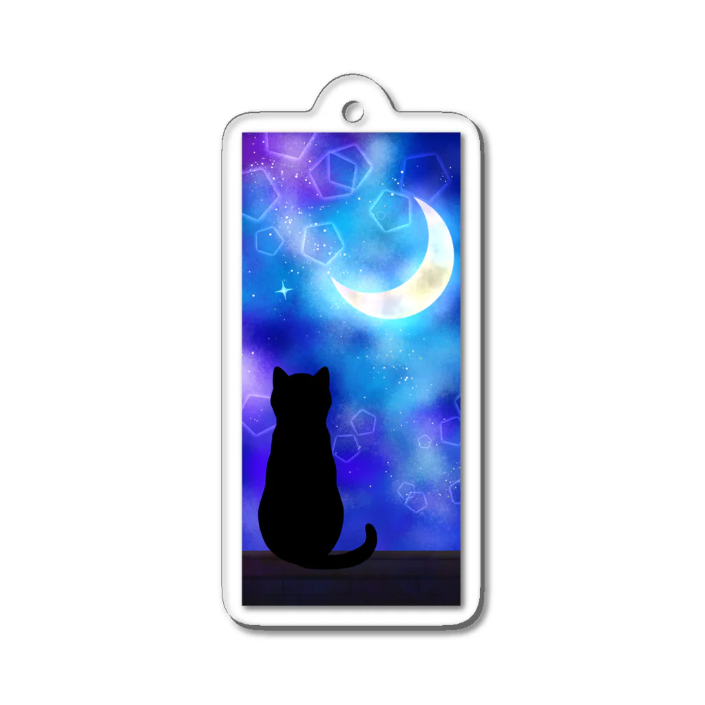 紺碧屋の黒猫の月夜 Acrylic Key Chain