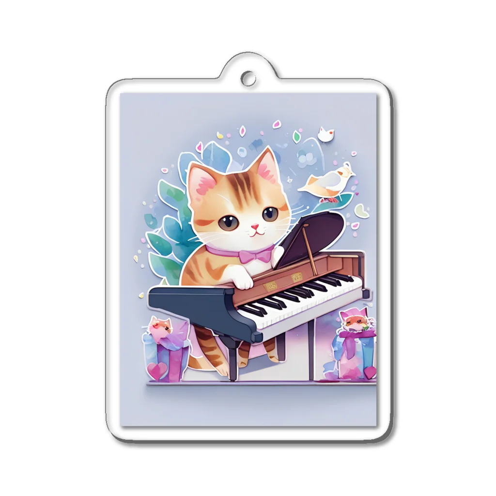 dolphineの愛くるしい猫ちゃん＆ピアノ Acrylic Key Chain