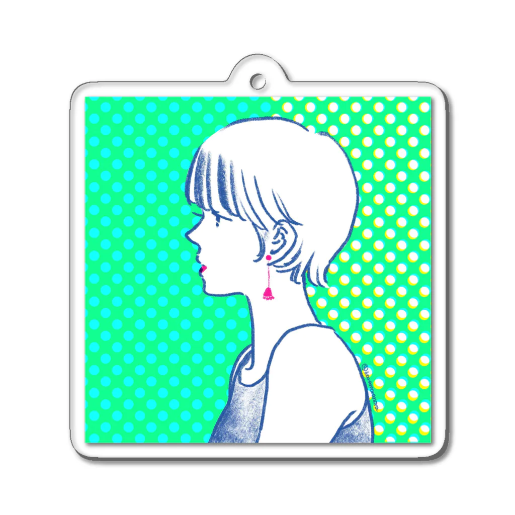 karaの眠そうな女のコ Acrylic Key Chain