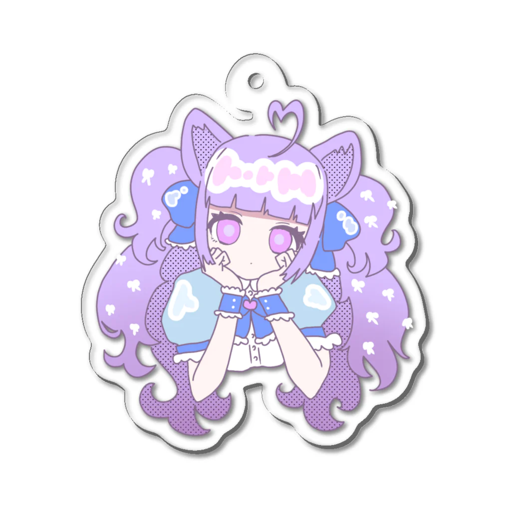 mizuameの青系ねこみみ Acrylic Key Chain