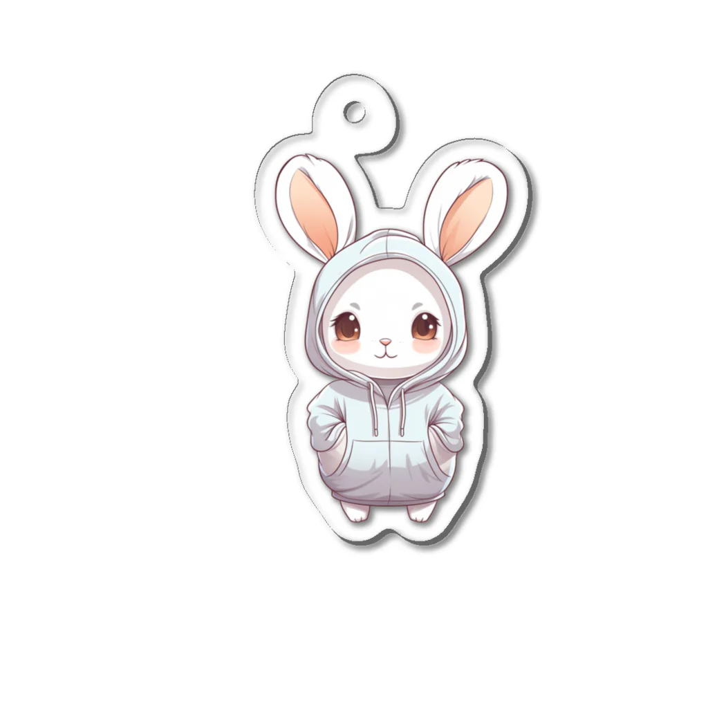 Vasetti_pressのパーカーを着ているうさぎちゃん Acrylic Key Chain