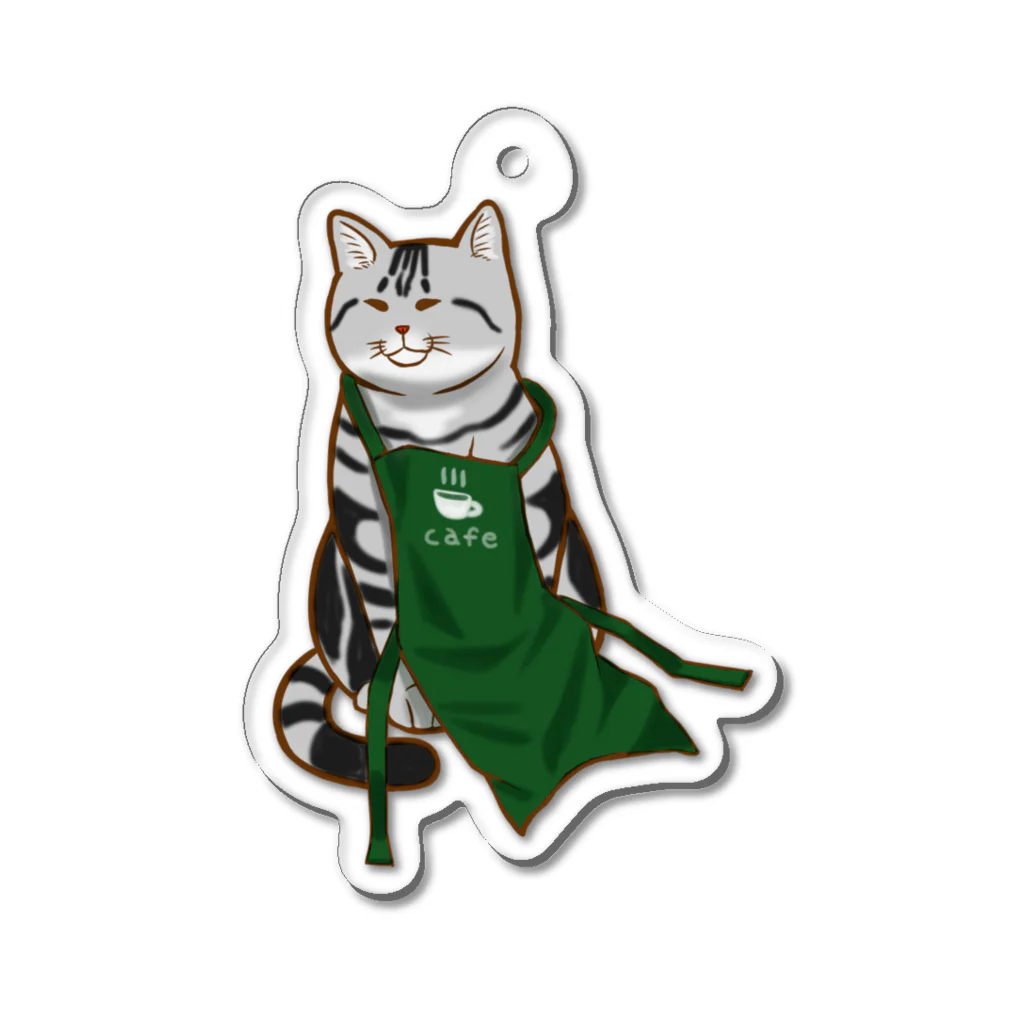 もっち（mocchi）のカフェ店員猫 Acrylic Key Chain