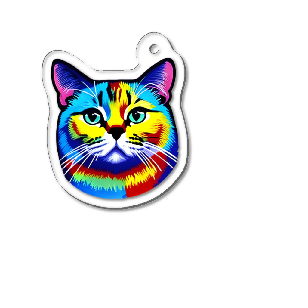 ソヒのショップの虹色猫 Acrylic Key Chain