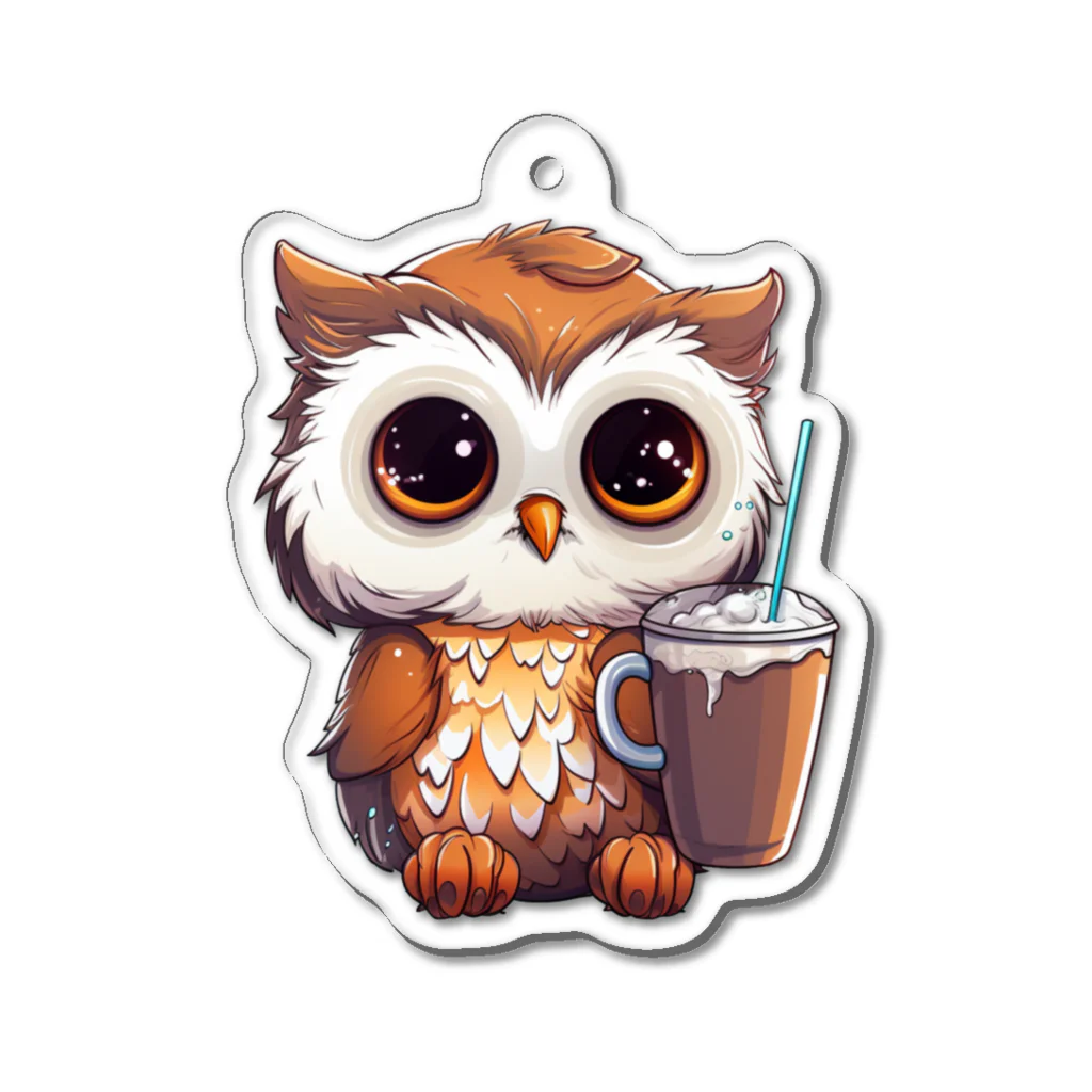 Vasetti_pressのフクロウとコーヒー Acrylic Key Chain