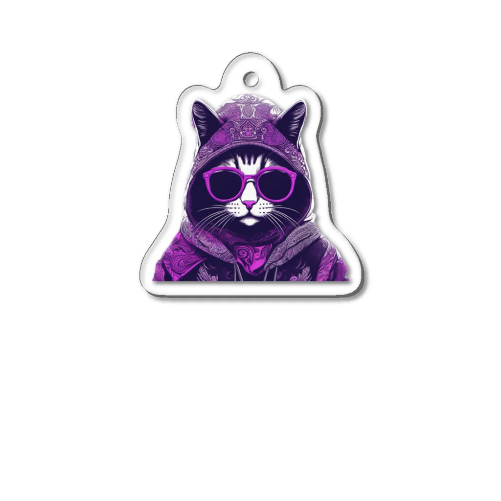 カワいいあにまるのサングラスねこ Acrylic Key Chain