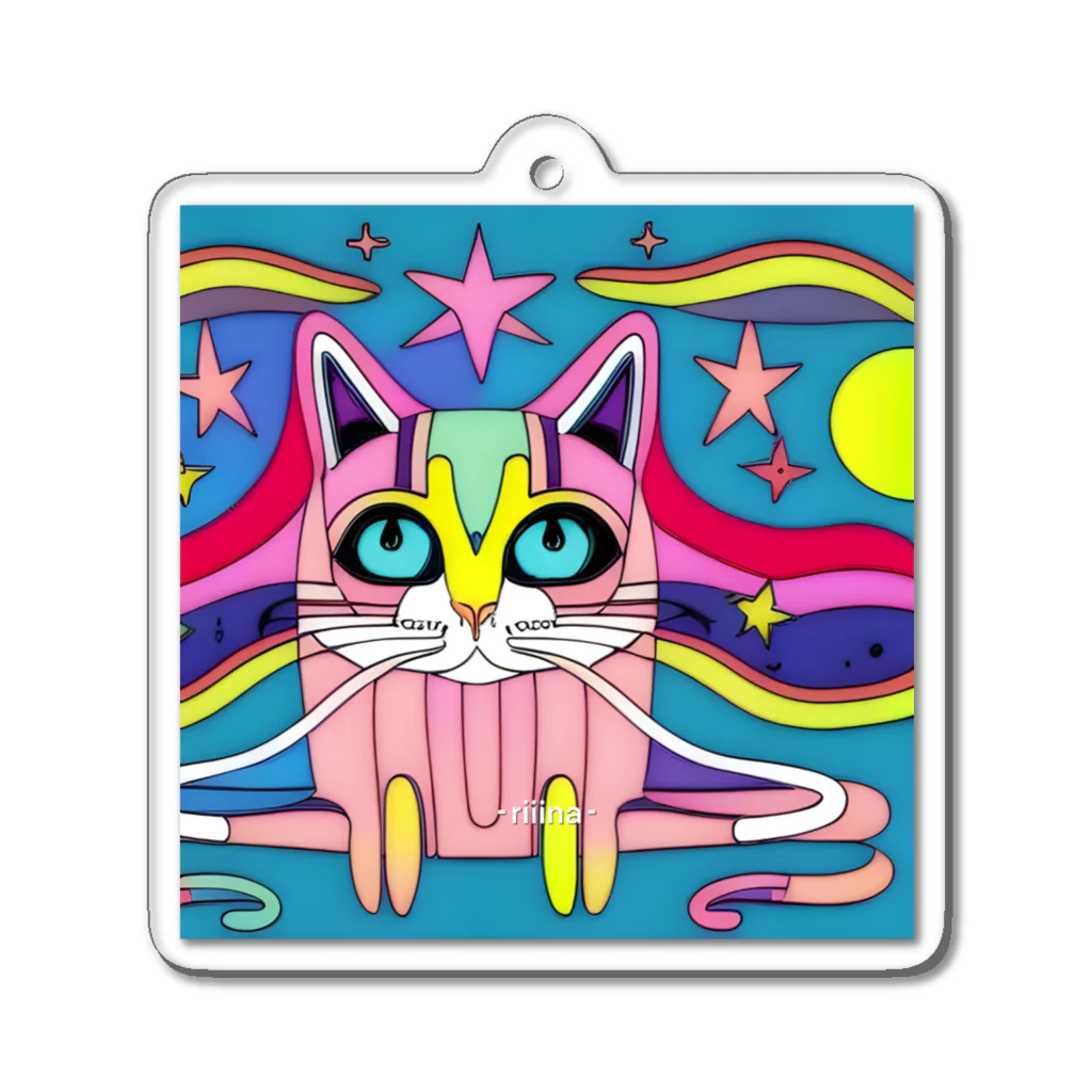 Ami_mの昇天ねこ Acrylic Key Chain