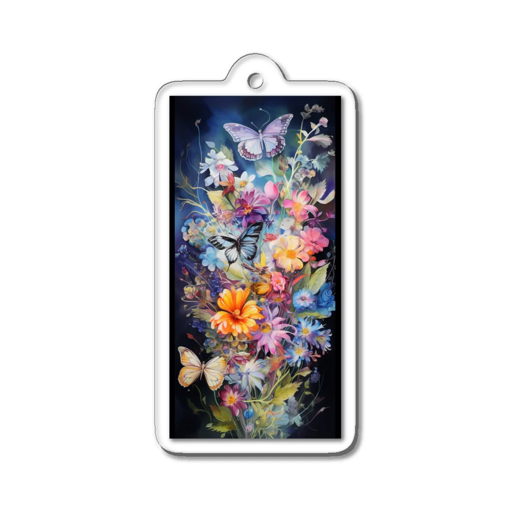 癒しのお部屋の花と蝶I Acrylic Key Chain