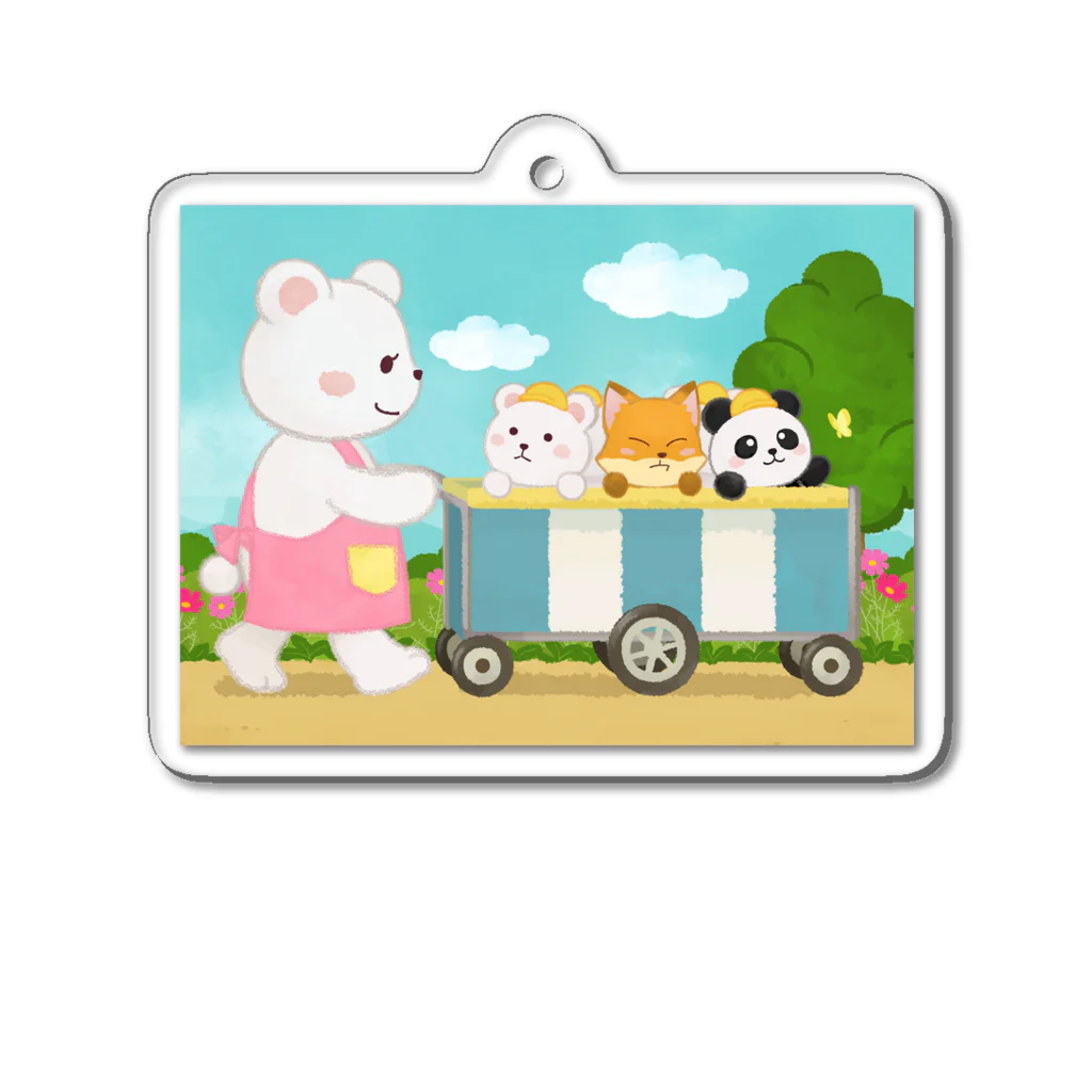 アプリコワークスのくまちゃん・みんなでお散歩 Acrylic Key Chain