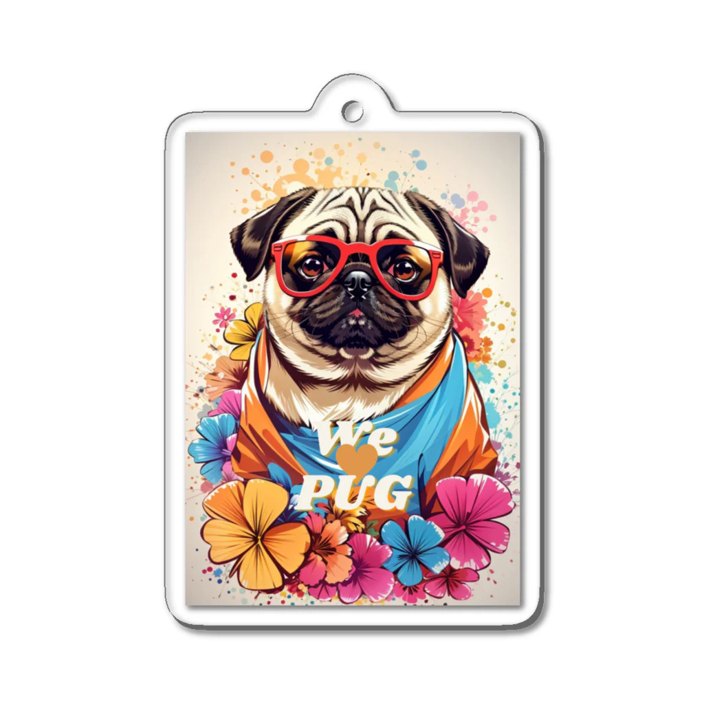 LEONのWe♥PUG　色彩（パグ大好き！） Acrylic Key Chain