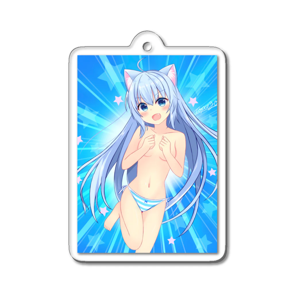 Topaz234のかわいい猫耳女の子 Acrylic Key Chain