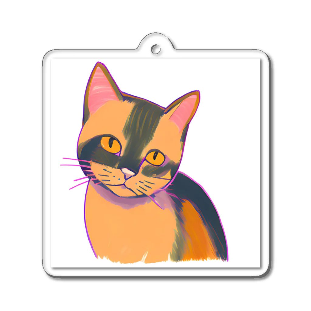 猫、かわいい系ショップのこっちを見るかわいい猫 Acrylic Key Chain