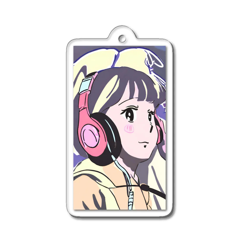 Tsuneのヘッドフォンを付けた女性キャラクターグッズ Acrylic Key Chain