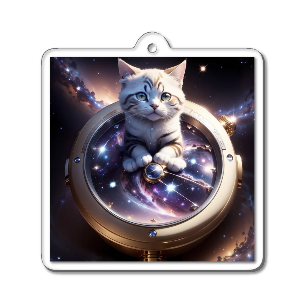 catgoodsの猫と宇宙の時計 アクリルキーホルダー