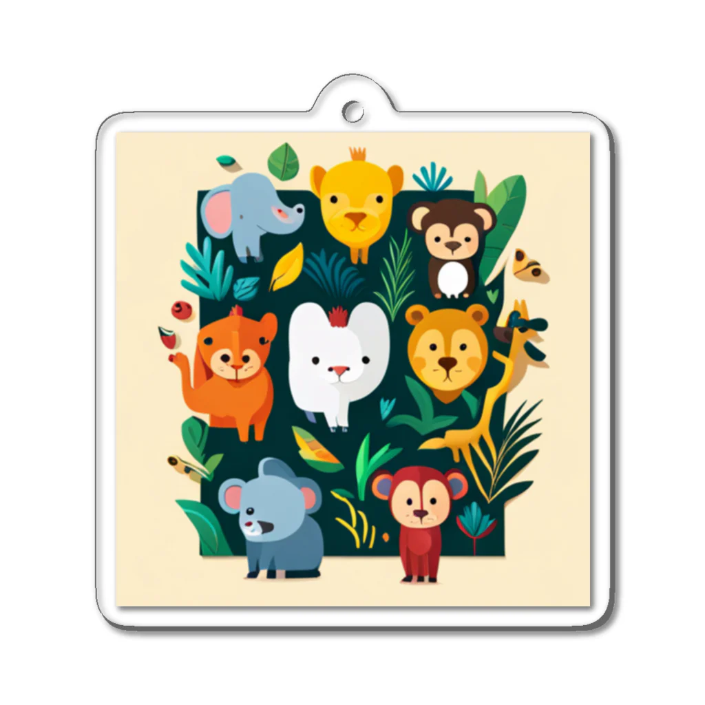 itacyoko(AIイラスト屋)の動物の楽園 Acrylic Key Chain