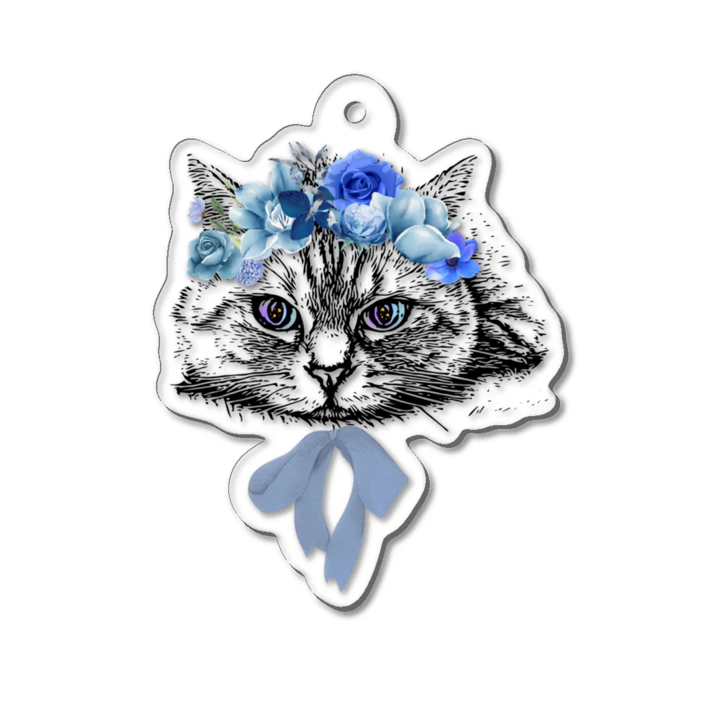 r.s.gardenの花冠ねこ アクリルキーホルダー