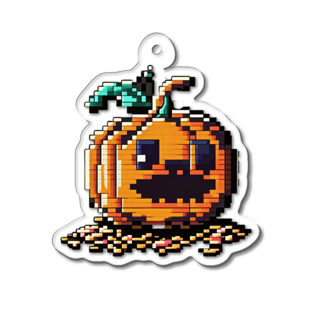 朱音琴音のドット絵のハロウィンかぼちゃのおばけ Acrylic Key Chain