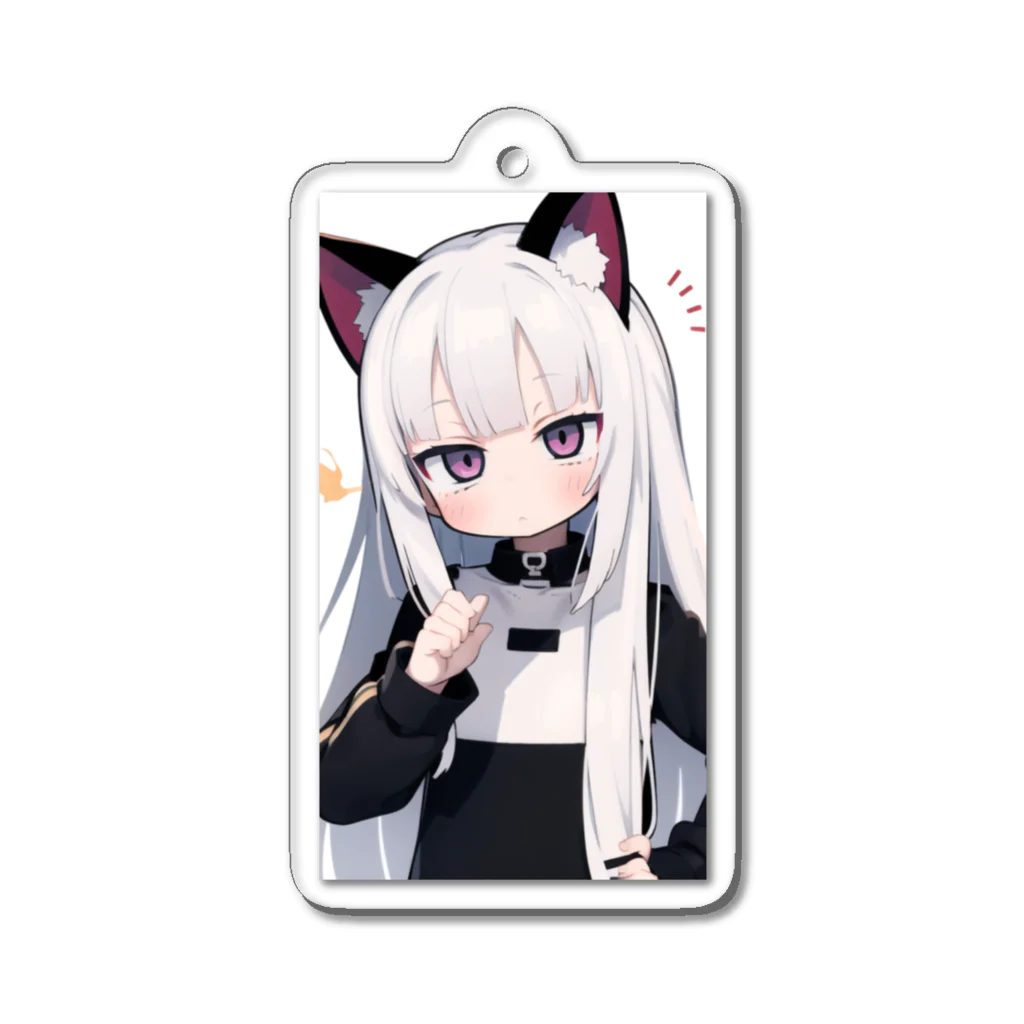 ケモ耳美少女キツネちゃん（AIart）のキュート＆ワイルドな髪の女の子 Acrylic Key Chain