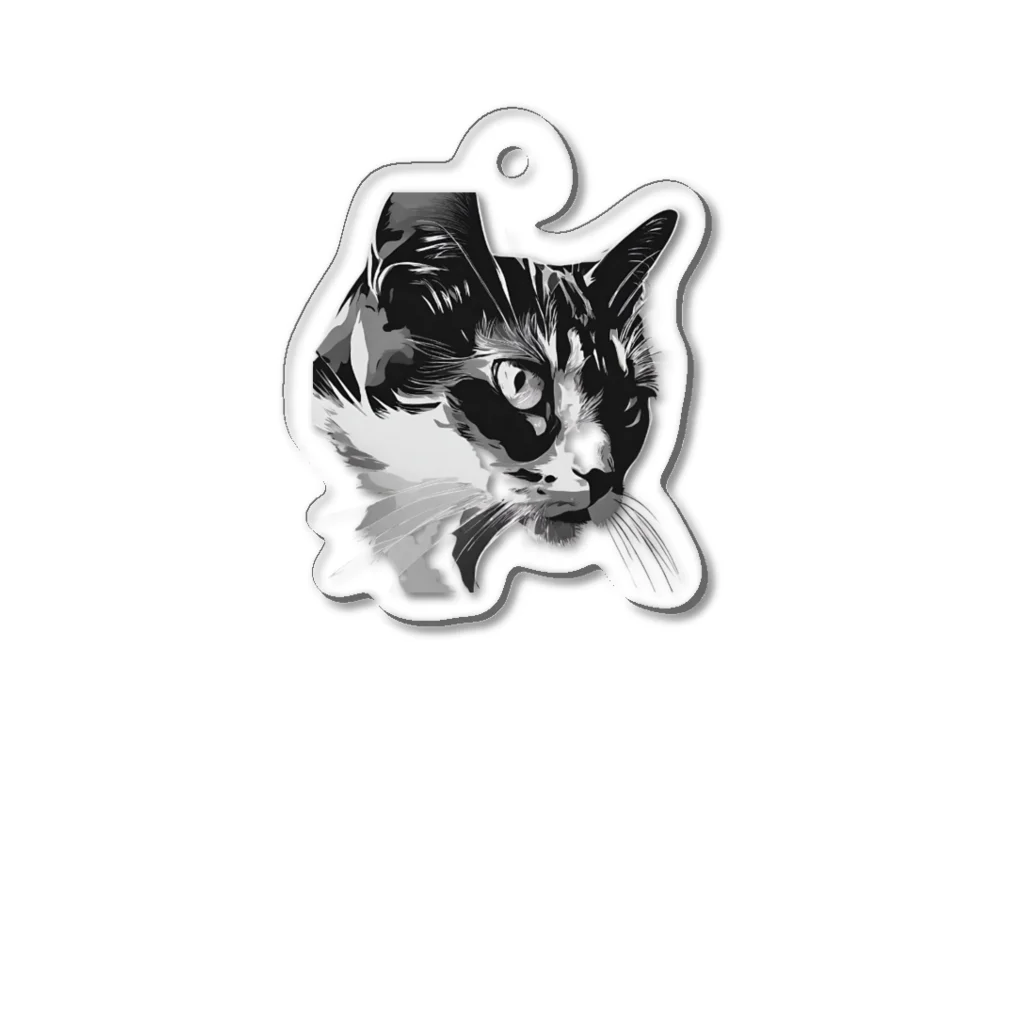 Xmasaのモノクロキャット Acrylic Key Chain