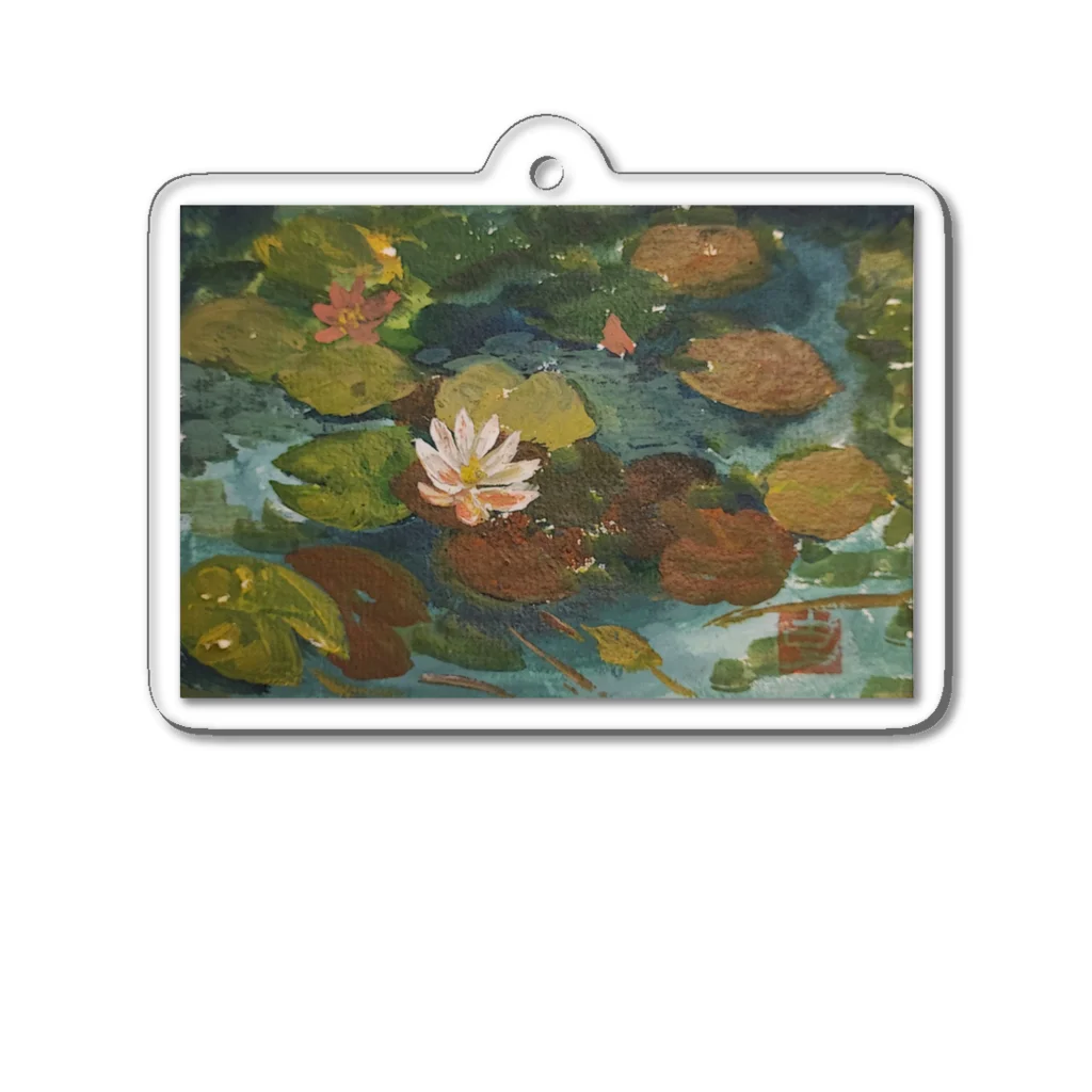 JjyunKaigaKoubouの2020年5月岡田美術館前 雨後の蓮の花 Acrylic Key Chain