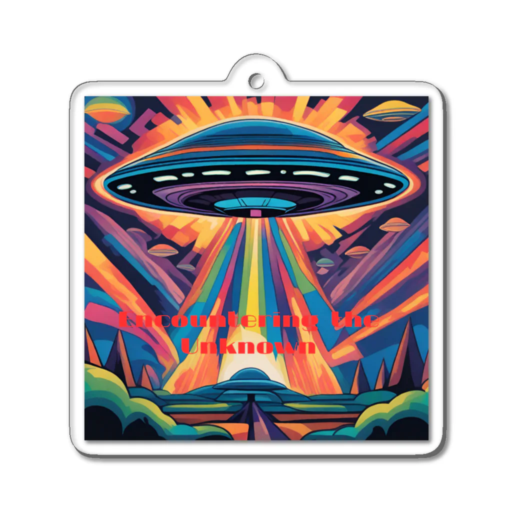 Zvookのサイケデリック　UFO Encountering the Unknown Acrylic Key Chain