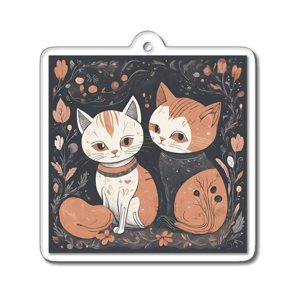 不思議なイラストのワンダーキャットイラストグッズ Acrylic Key Chain