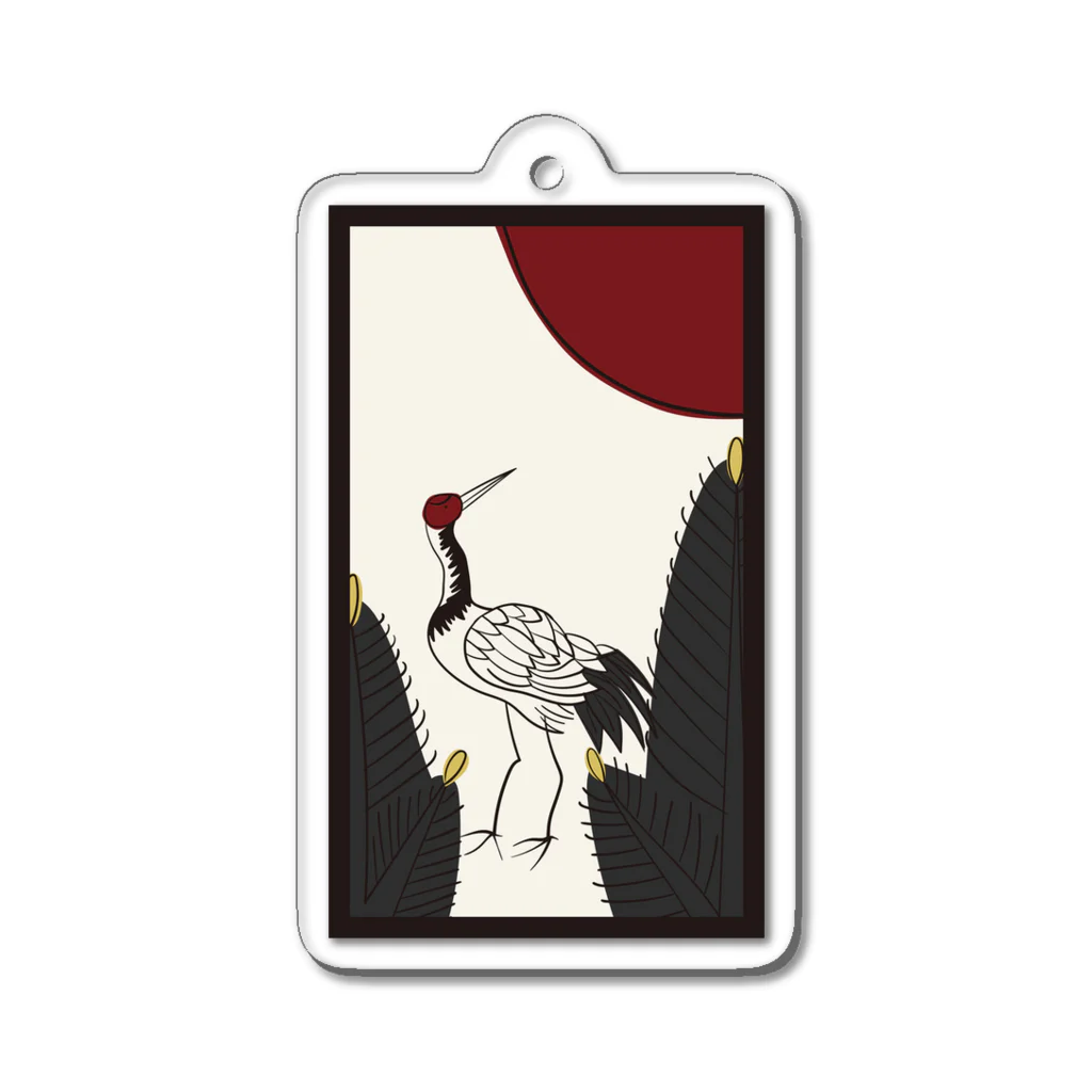 WebArtsのHanafuda January Design "Pine and Crane" Acrylic Key Chain